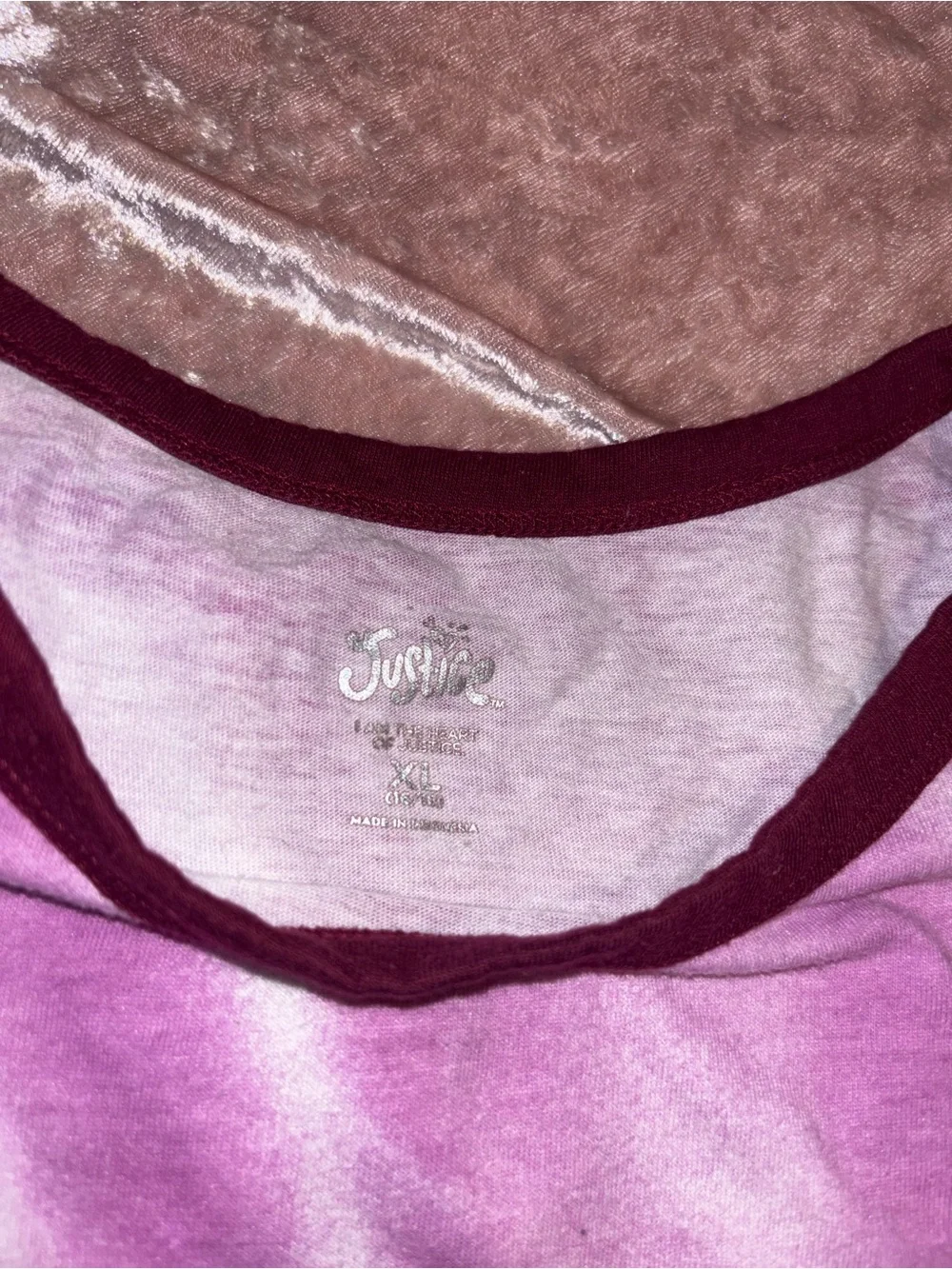Justice Girls' Pink & Burgundy Tie-Dye Peace Graphic Tee